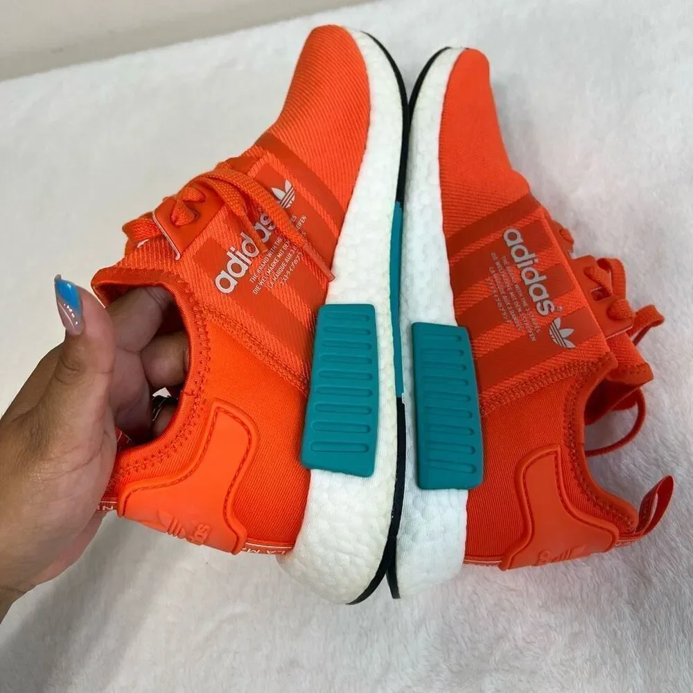 Adidas NMD R1 Orange Lace Up Sneakers 9 Men NEW